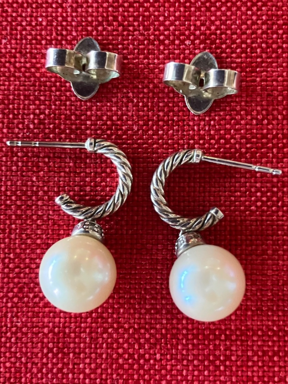 David Yurman Pearl and Pavé Solari Drop Earrings
